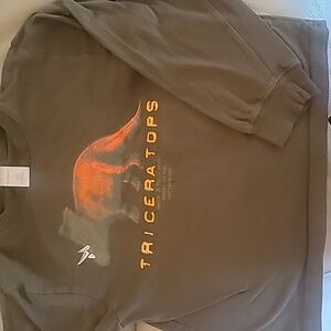 Long Sleeve olive green tshirt w/ triceratops on it. Size 7
